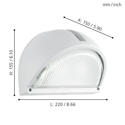 EGLO 89768 - Ulkoseinävalaisin ONJA 1xE27/60W valkoinen IP44