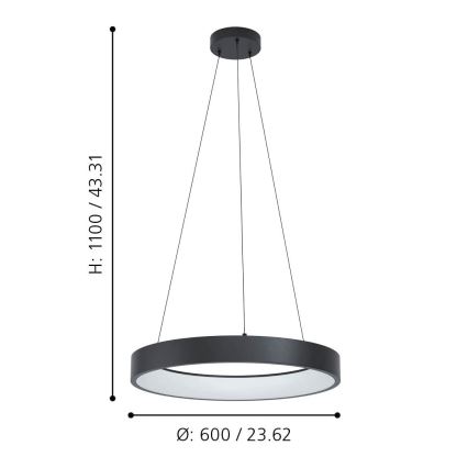 Eglo - LED RGBW Himmennettävä kattokruunu johdossa LED/26W/230V 2700-6500K ZigBee