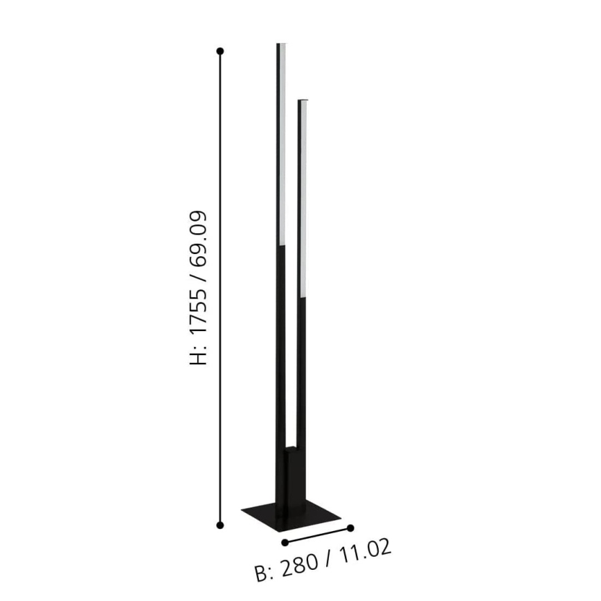 Eglo - LED RGBW Himmennettävä lattialamppu 2xLED/16W/230V musta ZigBee