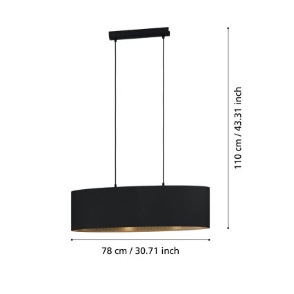 Eglo - Kattokruunu johdossa 2xE27/40W/230V