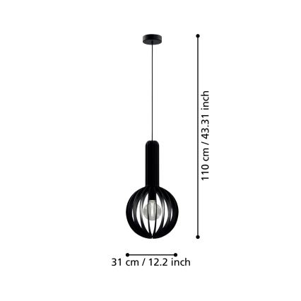 Eglo - Kattokruunu johdossa 1xE27/40W/230V d. 31 cm musta