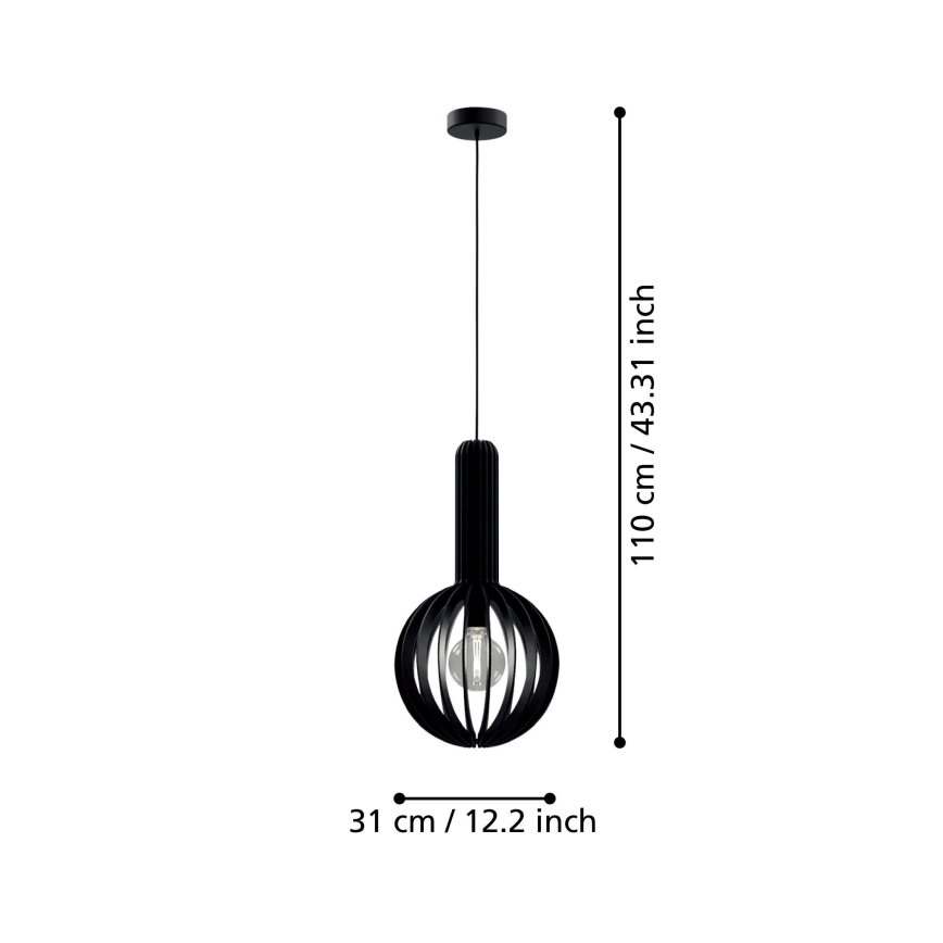 Eglo - Kattokruunu johdossa 1xE27/40W/230V d. 31 cm musta