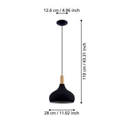 Eglo - Kattokruunu johdossa 1xE27/40W/230V d. 28 cm
