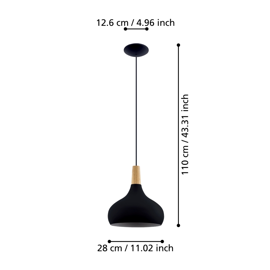 Eglo - Kattokruunu johdossa 1xE27/40W/230V d. 28 cm