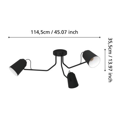 Eglo - Pinta-asennettava kattokruunu 3xE27/25W/230V