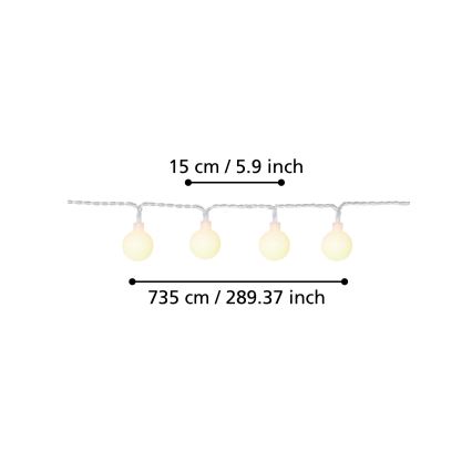 Eglo - LED-koristeketju ulkokäyttöön LIBISA 50xLED/0,066W/4,5V IP44