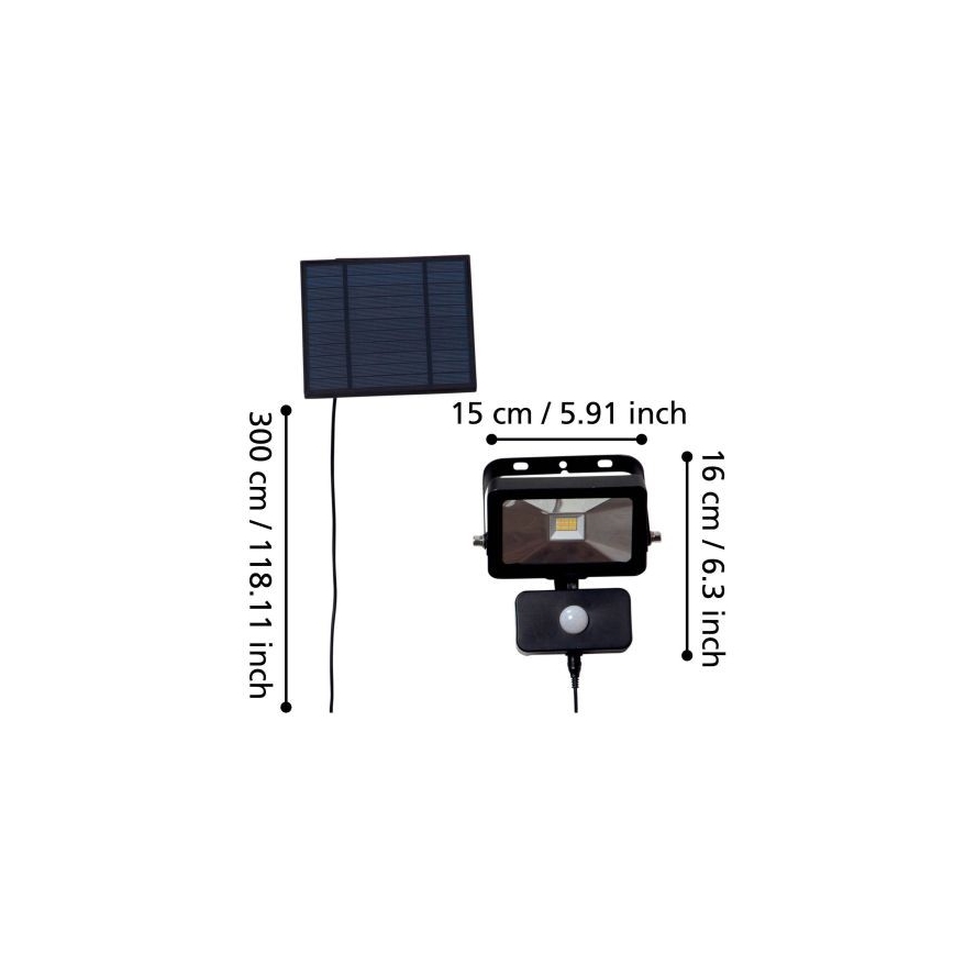 Eglo - LED Aurinkokenno valonheitin sensorilla 15xLED/0,03W/3,7V IP44