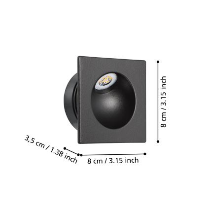 Eglo - LED-portaikkovalo LED/2W/230V 3000K musta