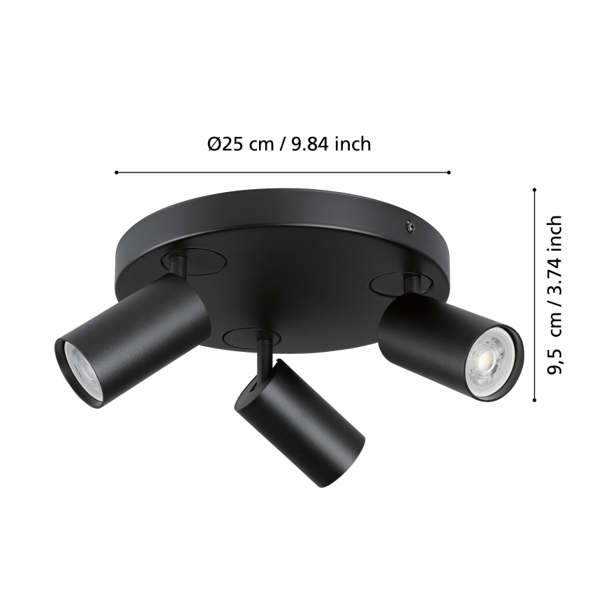Eglo - LED RGBW Himmennettävä kohdevalo 3xGU10/4,9W/230V musta