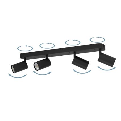 Eglo - LED RGBW Himmennettävä kohdevalo 4xGU10/4,9W/230V musta
