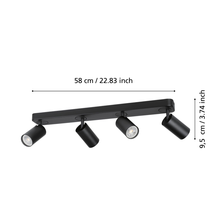 Eglo - LED RGBW Himmennettävä kohdevalo 4xGU10/4,9W/230V musta