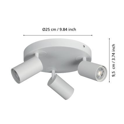 Eglo - LED RGBW Himmennettävä kohdevalo 3xGU10/4,9W/230V valkoinen