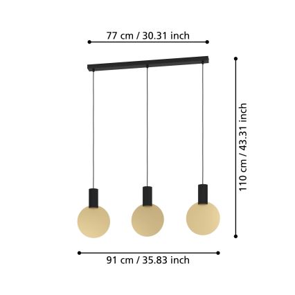 Eglo - LED-kattokruunu johdossa 3xGU10/4,5W/230V 3000K