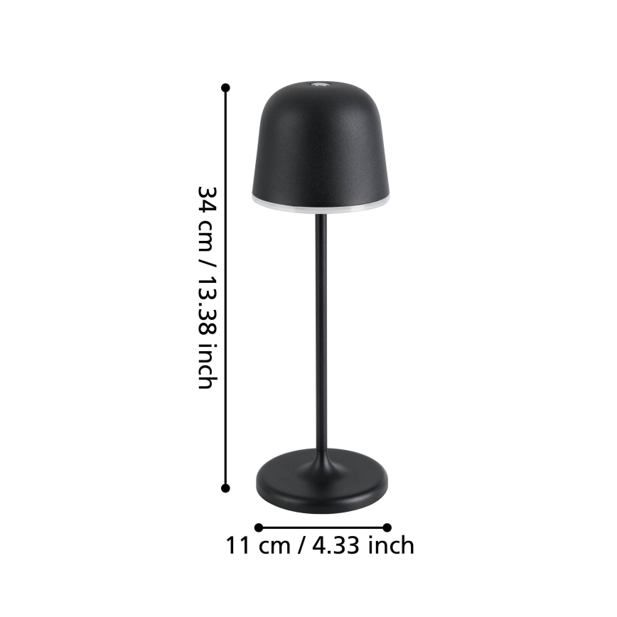 Eglo - LED Himmennettävä ulko rechargeable lamppu LED/2,2W/5V 1800 mAh musta IP54