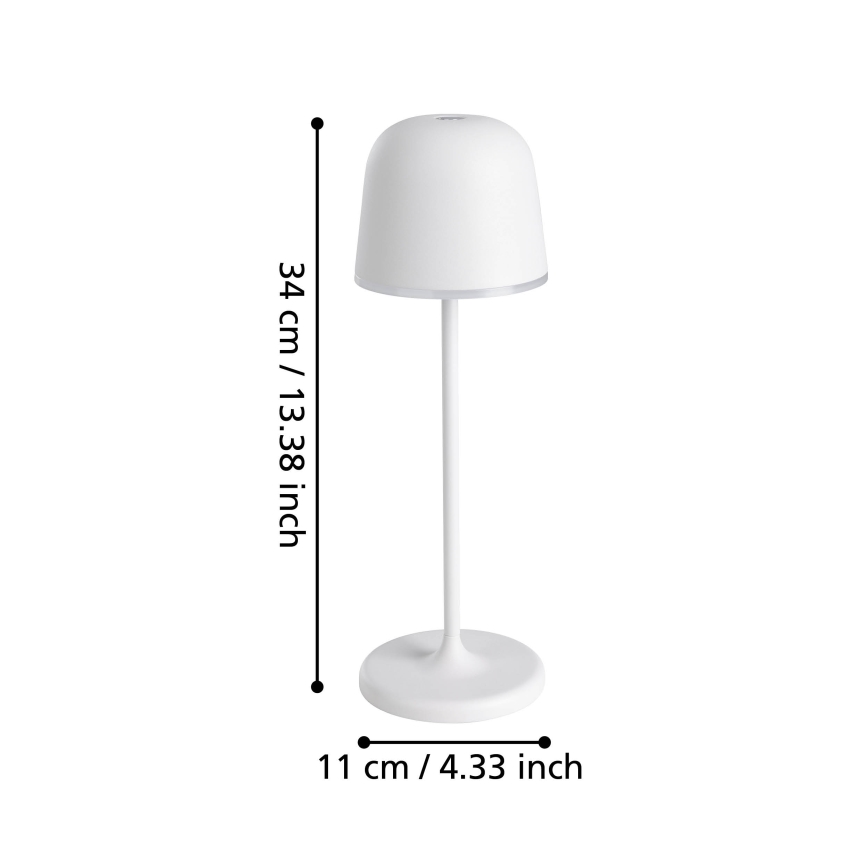 Eglo - LED Himmennettävä ulko rechargeable lamppu LED/2,2W/5V 1800 mAh harmaa IP54