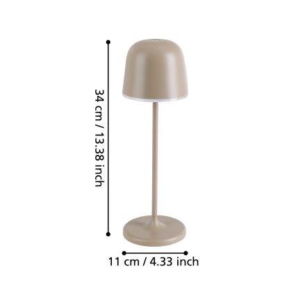 Eglo - LED Himmennettävä ulko rechargeable lamppu LED/2,2W/5V 1800mAh beige IP54