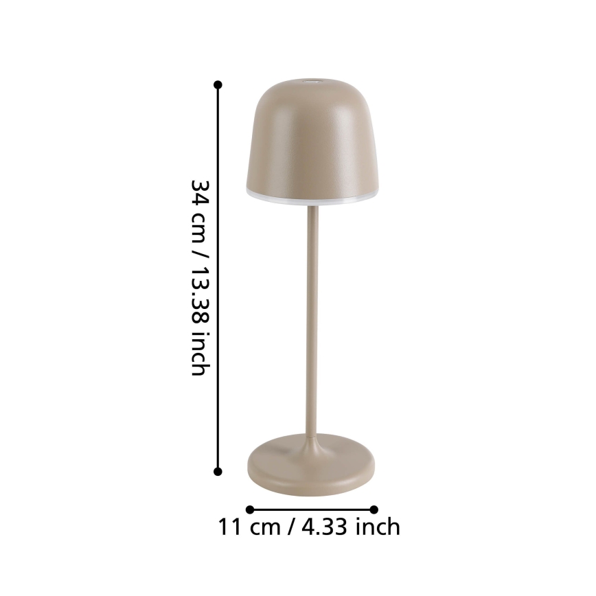 Eglo - LED Himmennettävä ulko rechargeable lamppu LED/2,2W/5V 1800mAh beige IP54