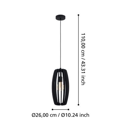 Eglo - Kattokruunu johdossa 1xE27/40W/230V musta