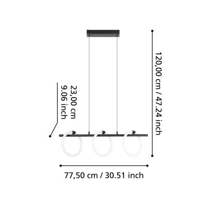 Eglo - LED-Riippuvalaisin 3xLED/9W/230V