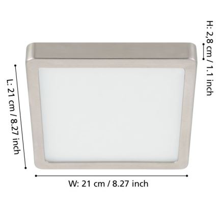 Eglo - LED-himmennettävä kattovalaisin LED/17W/230V mattakromi 21x21 cm