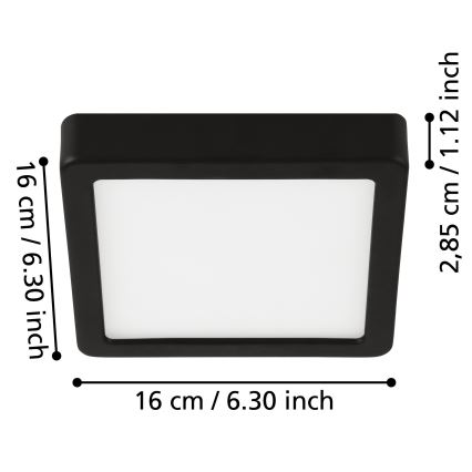 Eglo - LED-kattovalaisin kylpyhuoneeseen LED/11W/230V IP44 musta