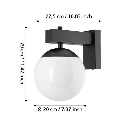 Eglo - Ulkoseinävalaisin 1xE27/40W/230V musta IP44