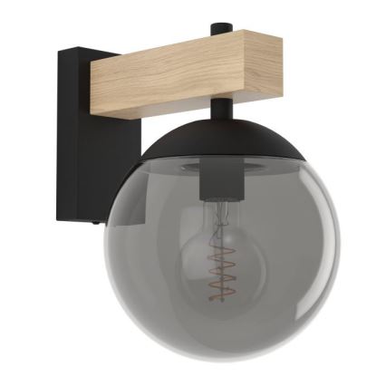 Eglo - Ulkoseinävalaisin 1xE27/40W/230V musta/puu IP44