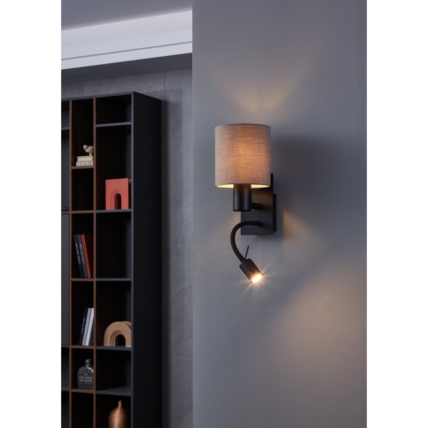 Eglo - LED-seinävalaisin 1xE27/40W/230V + LED/3,8W ruskea