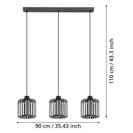 Eglo - LED RGBW Himmennettävä kattokruunu johdossa 3xLED/3,7W/230V 2700-6500K