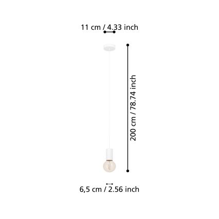 Eglo - Kattokruunu johdossa 1xE27/40W/230V valkoinen