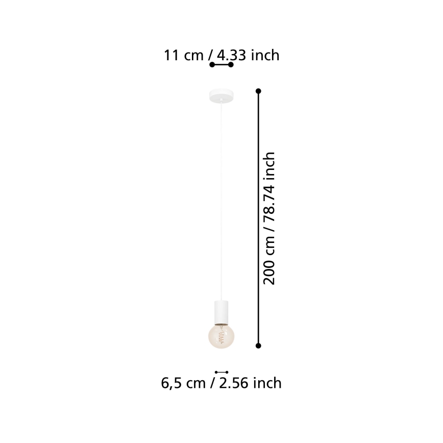 Eglo - Kattokruunu johdossa 1xE27/40W/230V valkoinen