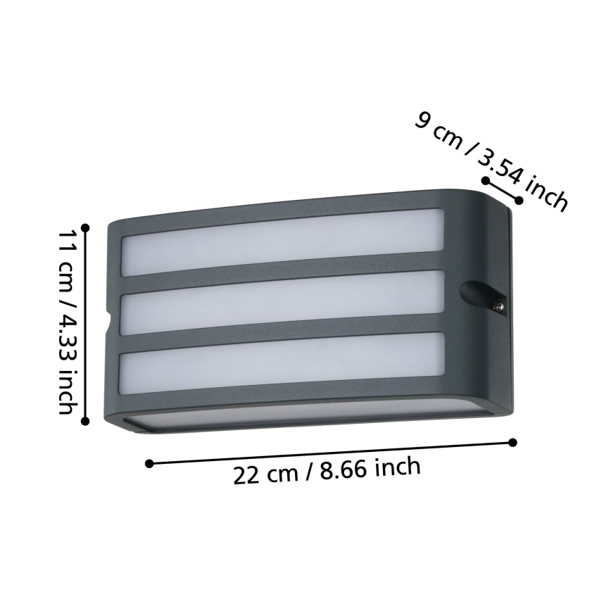 Eglo - Ulkoseinävalaisin 1xE27/40W/230V antrasiitti IP54
