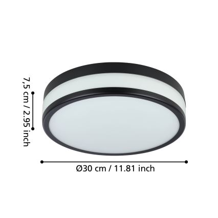 Eglo - LED-kattovalaisin kylpyhuoneeseen LED/17,1W/230V IP44 musta