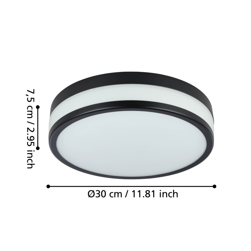 Eglo - LED-kattovalaisin kylpyhuoneeseen LED/17,1W/230V IP44 musta