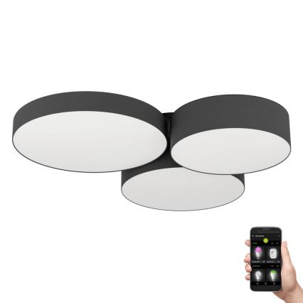 Eglo - RGBW Himmennettävä kattovalaisin 3xLED/7,5W/230V 2700-6500K musta