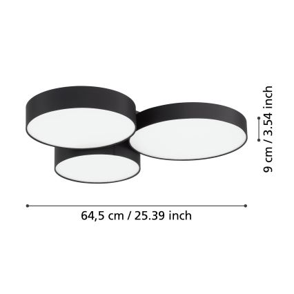 Eglo - RGBW Himmennettävä kattovalaisin 3xLED/7,5W/230V 2700-6500K musta