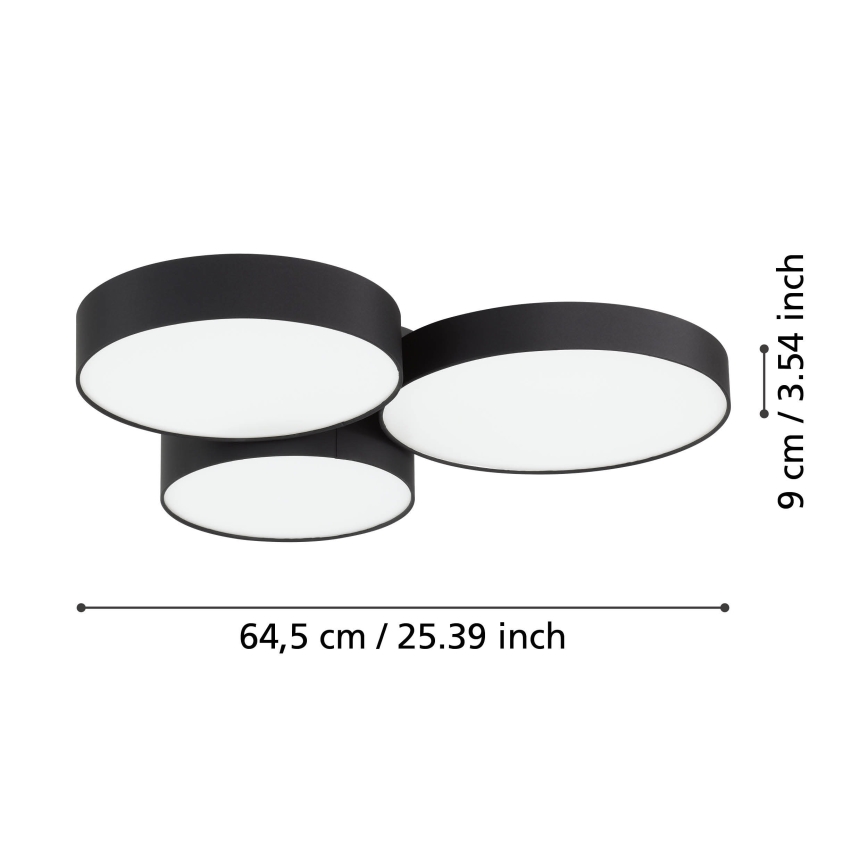Eglo - RGBW Himmennettävä kattovalaisin 3xLED/7,5W/230V 2700-6500K musta