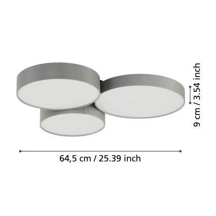 Eglo - LED RGBW Himmennettävä kattovalo 3xLED/7,5W/230V 2700-6500K harmaa