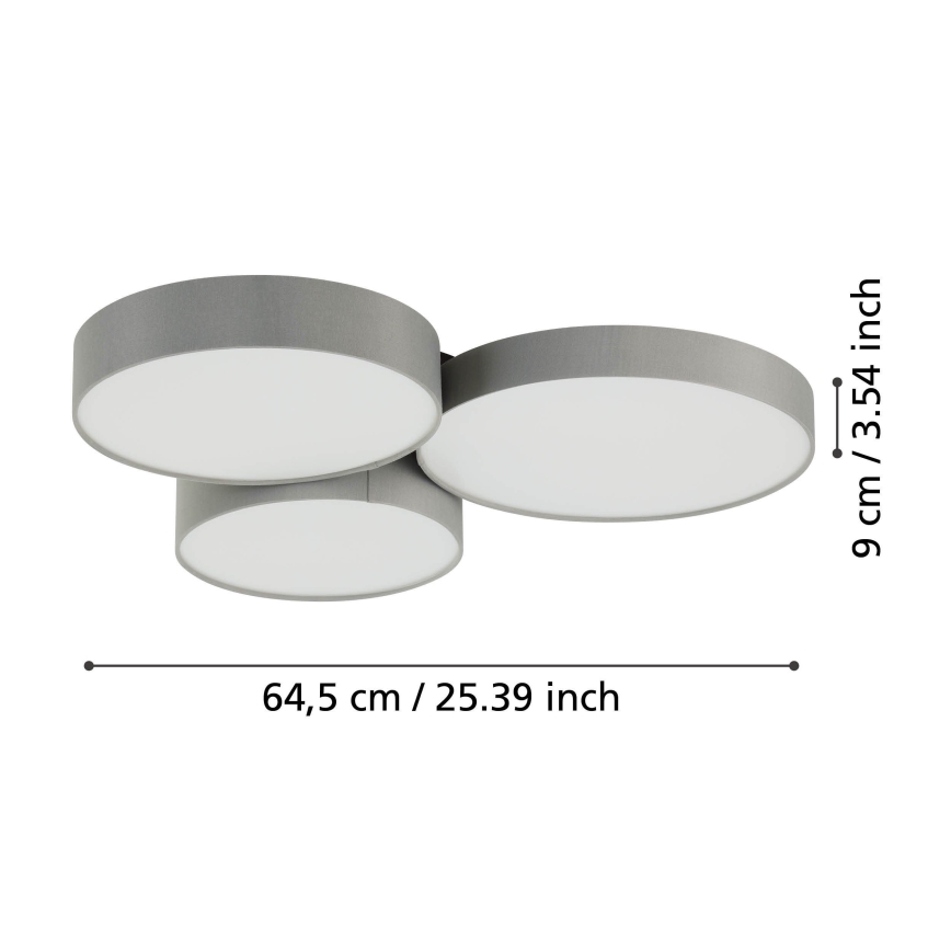 Eglo - LED RGBW Himmennettävä kattovalo 3xLED/7,5W/230V 2700-6500K harmaa
