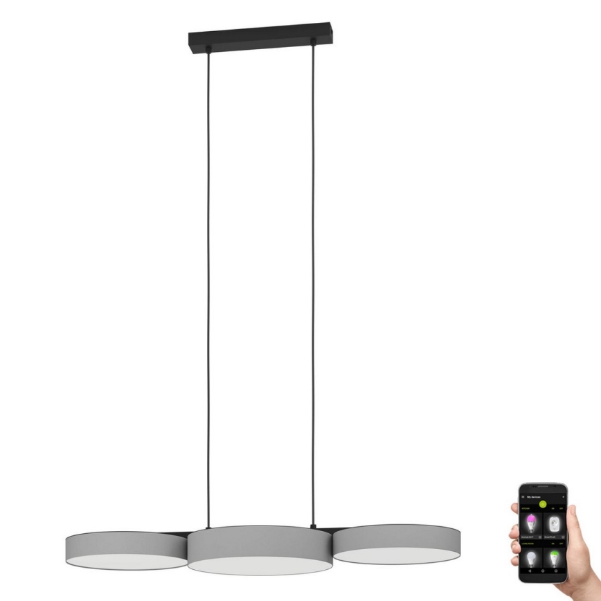 Eglo - LED RGBW Himmennettävä kattokruunu johdossa 3xLED/7,5W/230V 2700-6500K harmaa
