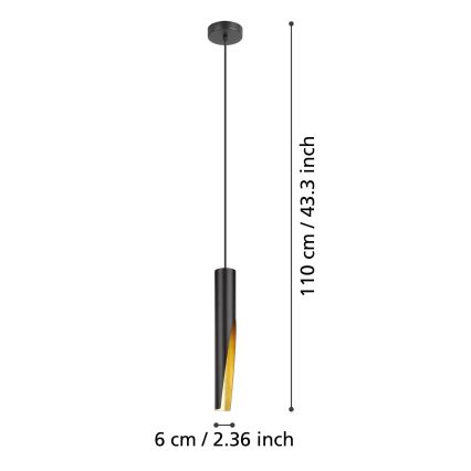 Eglo - LED-kattokruunu johdossa 1xGU10/4,5W/230V musta/kulta