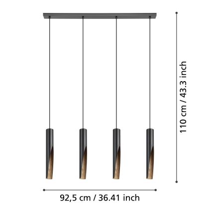 Eglo - LED-kattokruunu johdossa 4xGU10/4,5W/230V musta/ruskea