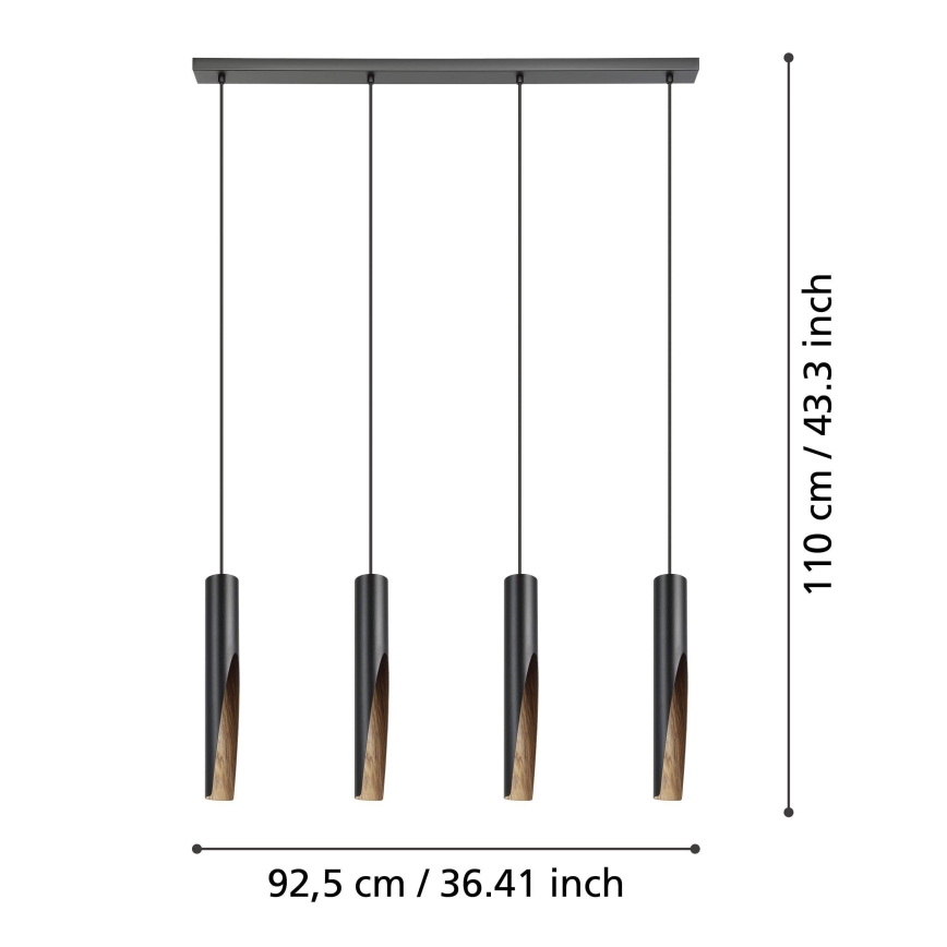 Eglo - LED-kattokruunu johdossa 4xGU10/4,5W/230V musta/ruskea