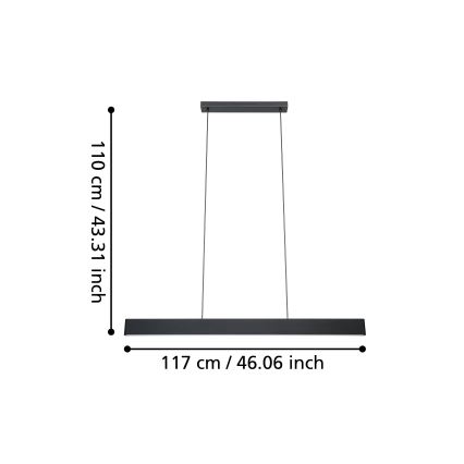 Eglo - LED RGBW Himmennettävä kattokruunu johdossa LED/38W/230V 2700-6500K musta