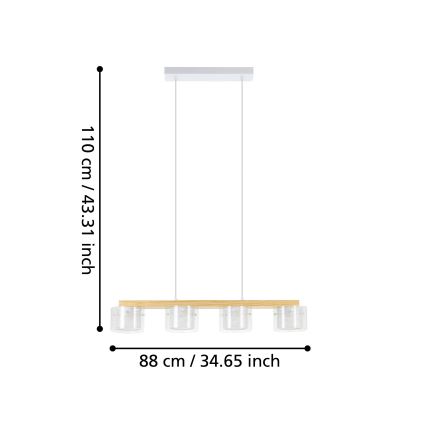 Eglo - LED RGBW Himmennettävä kattokruunu johdossa 4xLED/3,7W/230V 2700-6500K