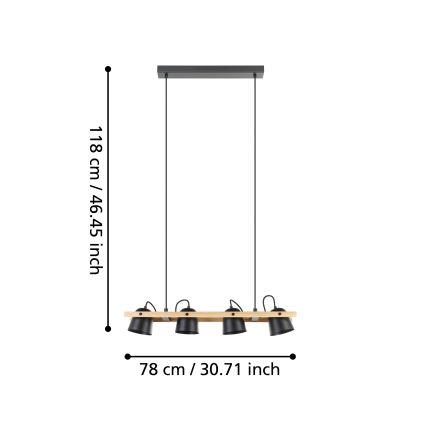 Eglo - LED RGBW Himmennettävä kattokruunu johdossa 4xLED/3,7W/230V 2700-6500K