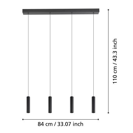 Eglo - Himmennettävä LED-kattokruunu johdossa 4xLED/5,4W/230V