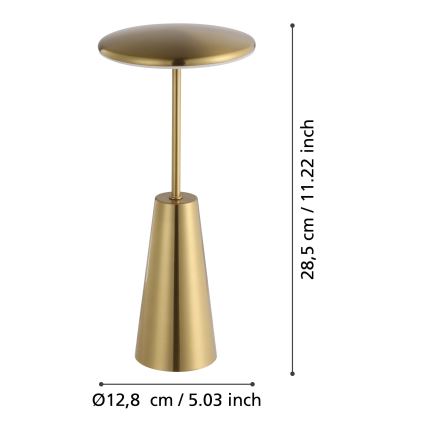 Eglo - LED Himmennettävä kosketus ulko lamppu LED/2,8W/5V 2400K/3000K/4000K 5200 mAh IP54 kulta