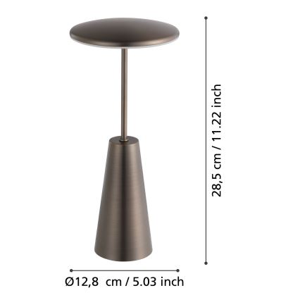 Eglo - LED Himmennettävä kosketus ulko lamppu LED/2,8W/5V 2400K/3000K/4000K 5200 mAh IP54 beige
