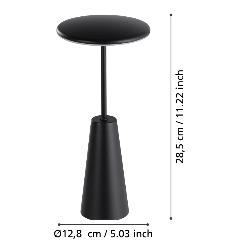 Eglo - LED Himmennettävä kosketus ulko lamppu LED/2,8W/5V 2400K/3000K/4000K 5200 mAh IP54 musta